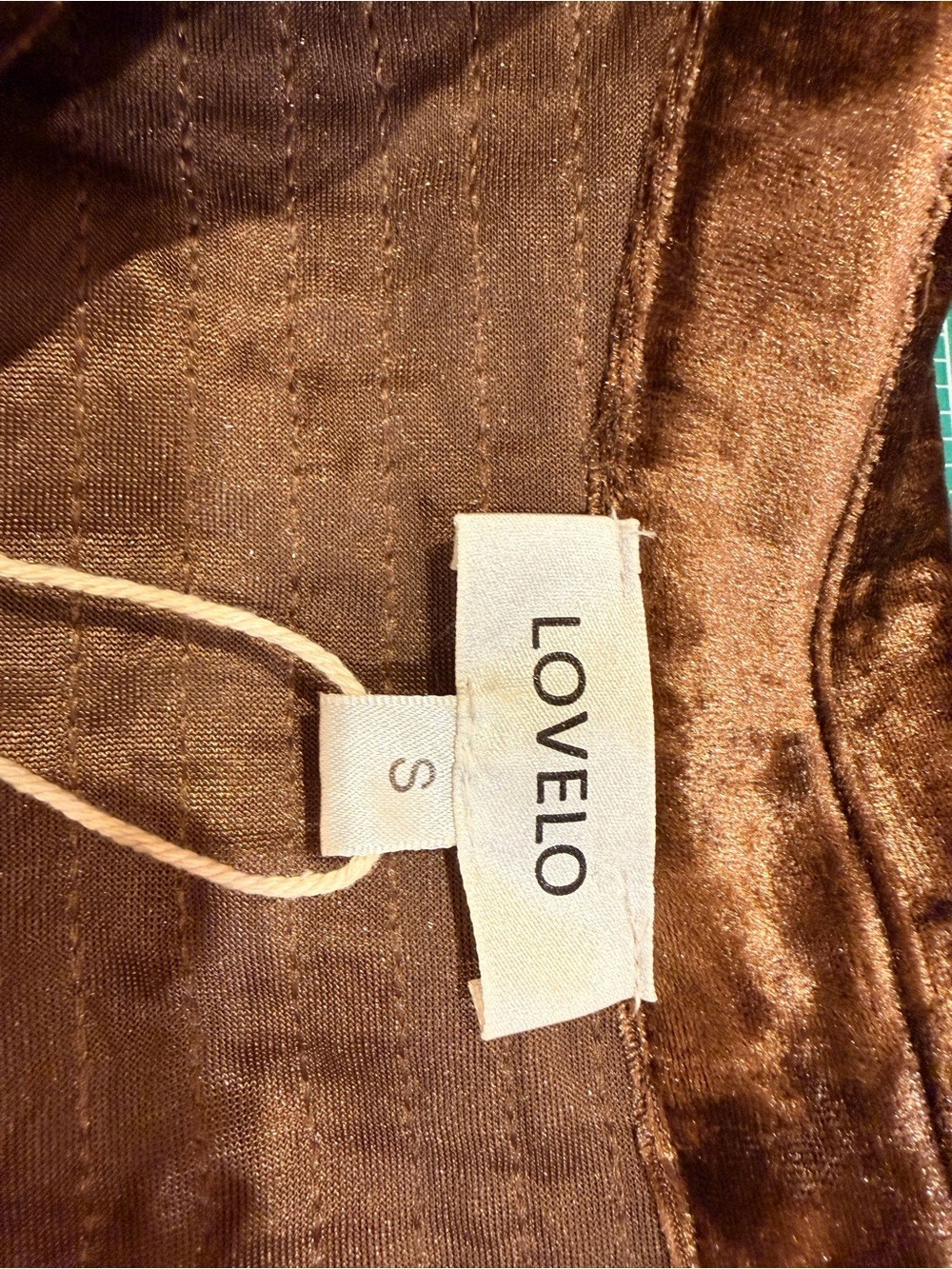 NWT LOVELO Brown Velvet Crochet Boho Shirt Dress S - Picture 4 of 12